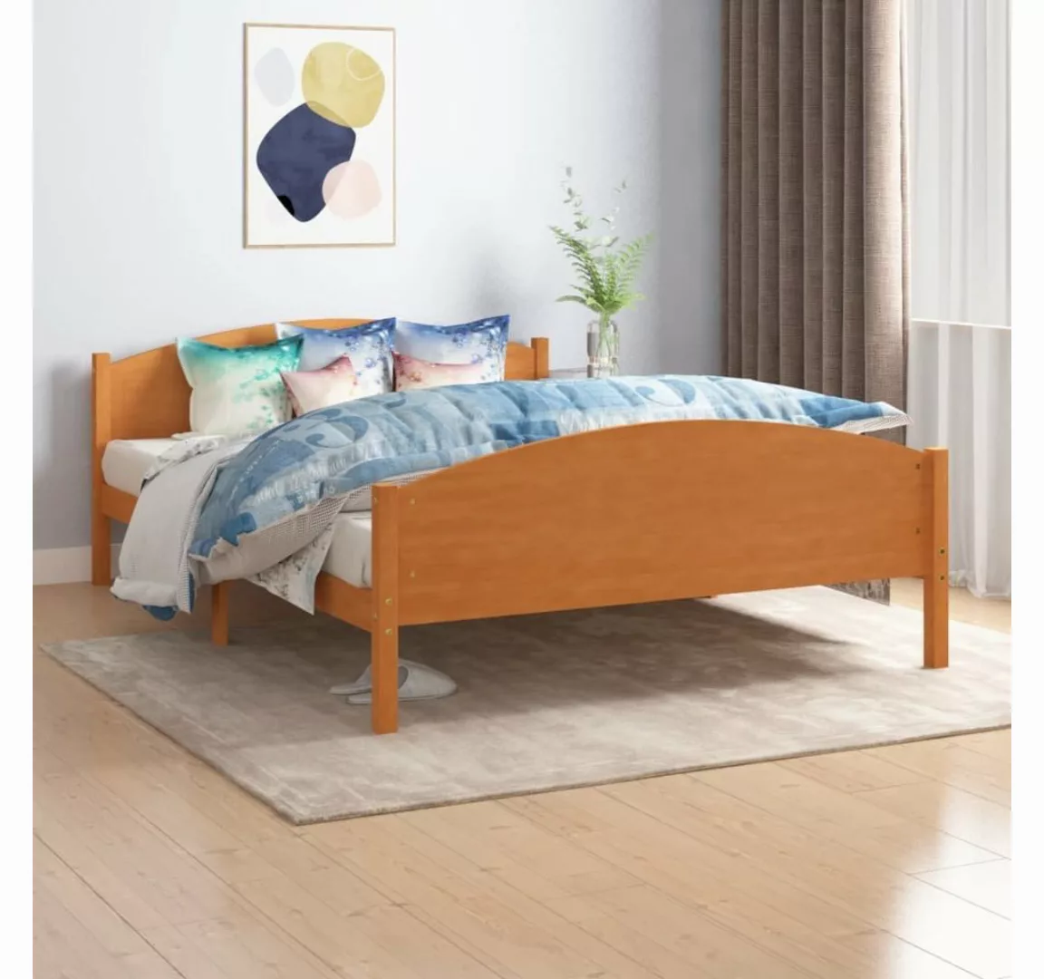 furnicato Bett Massivholzbett Honigbraun Kiefer 160x200 cm günstig online kaufen