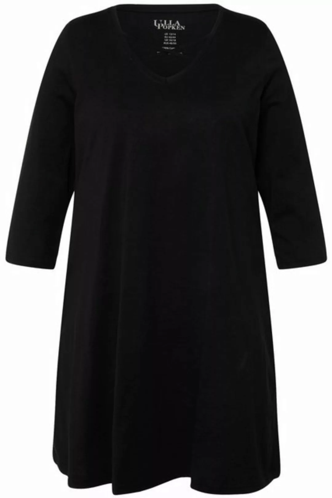 Ulla Popken Longshirt Longshirt Zierbänder A-Linie V-Ausschnitt 3/4-Arm günstig online kaufen