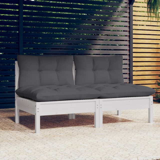 vidaXL Loungesofa 2-Sitzer-Gartensofa mit Anthrazit Kissen Massivholz Kiefe günstig online kaufen