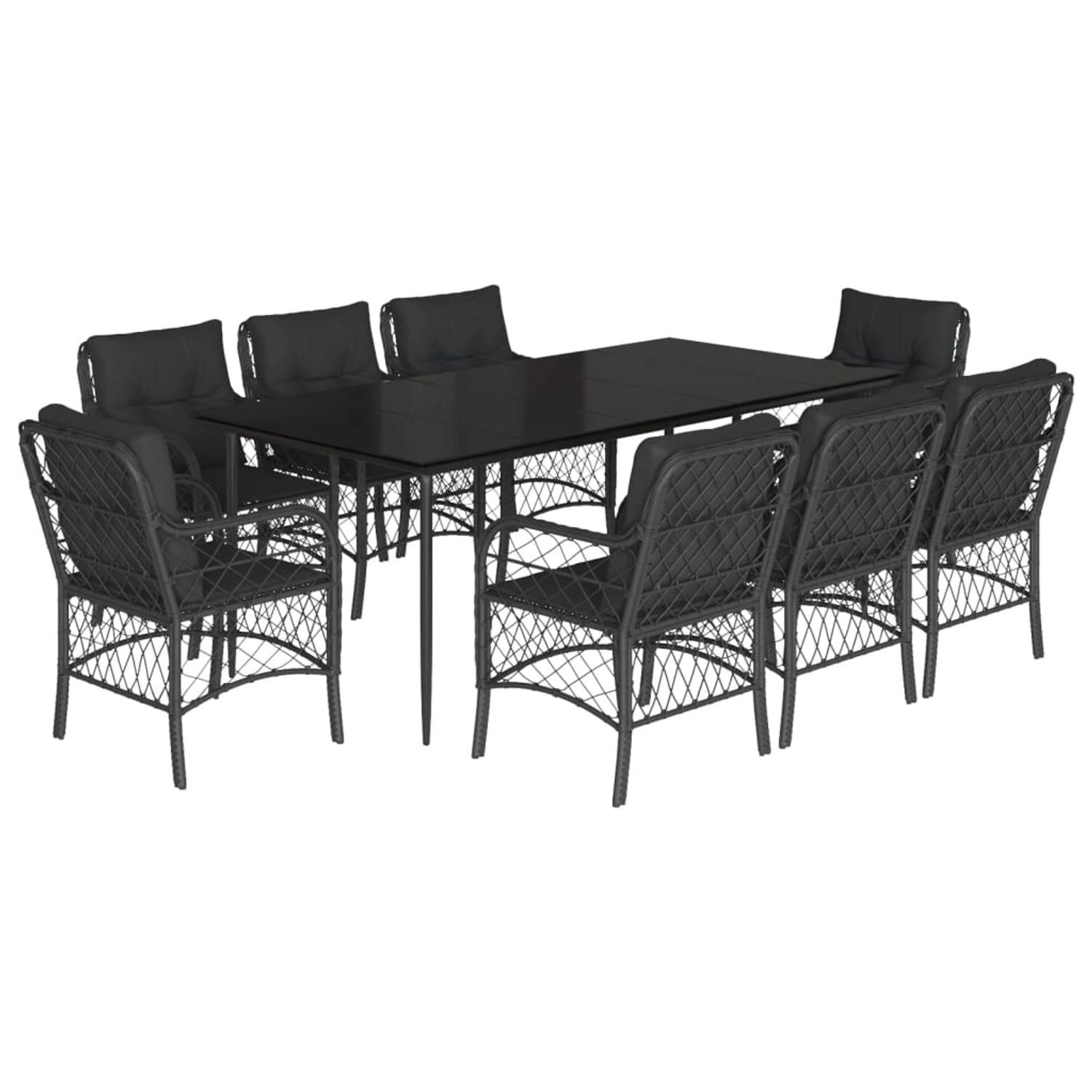vidaXL 9-Tlg Garten-Essgruppe mit Kissen Schwarz Poly Rattan 3212102 günstig online kaufen