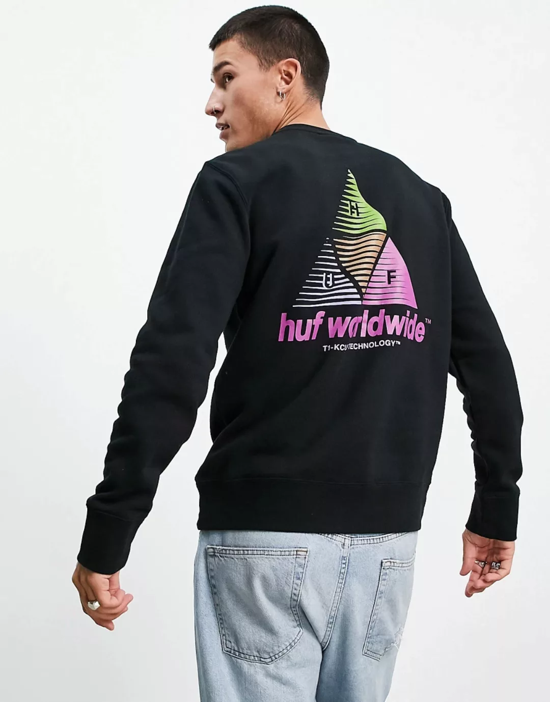 HUF – Prism – Sweatshirt in Schwarz mit Rückenprint günstig online kaufen