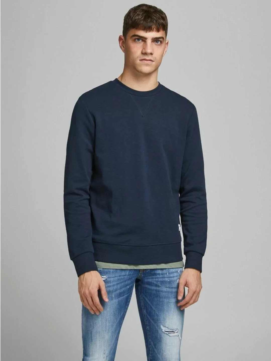 Jack & Jones Sweatshirt Basic Sweater Langarm Sweatshirt Rundhals Pullover günstig online kaufen