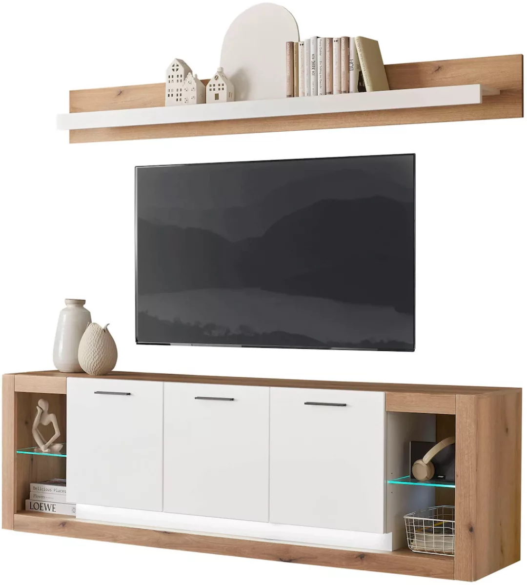 INOSIGN Wohnwand "Brixen, moderne Anbauwand, Wohnzimmer-Set, Eiche Evoke De günstig online kaufen