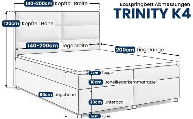 Best for Home Boxspringbett mit Bettkasten Trinity K-4 Bonellfederkern inkl günstig online kaufen