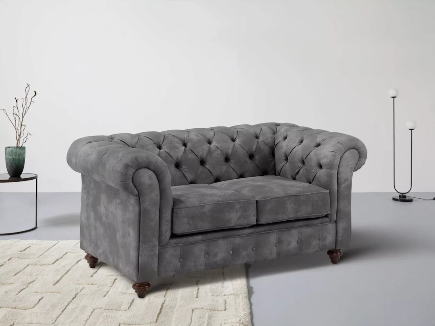 Home affaire Chesterfield-Sofa Chesterfield 2-Sitzer B/T/H: 150/89/74 cm, m günstig online kaufen