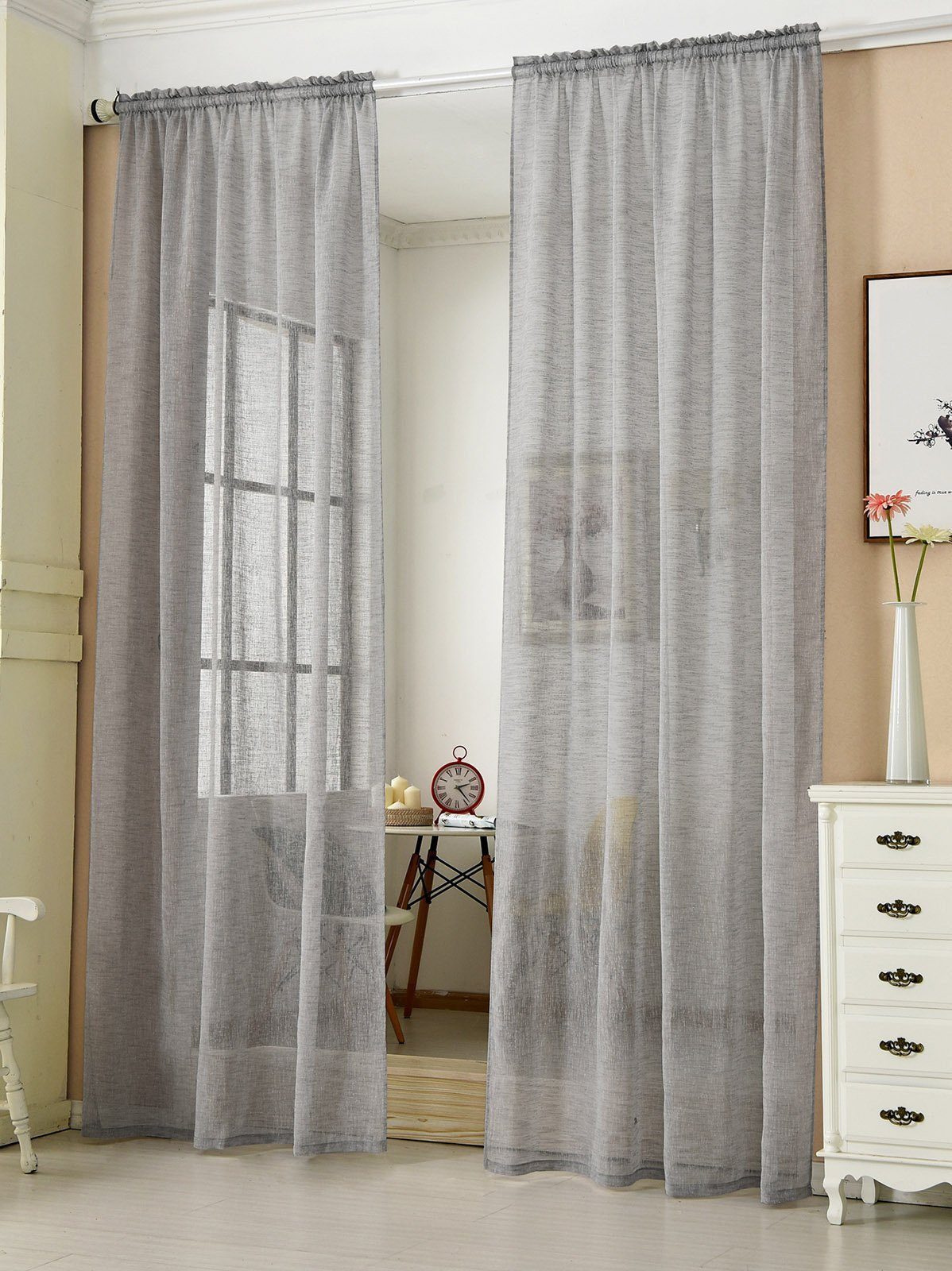 Woltu Gardine, Kräuselband (2 St), halbtransparent, günstig online kaufen