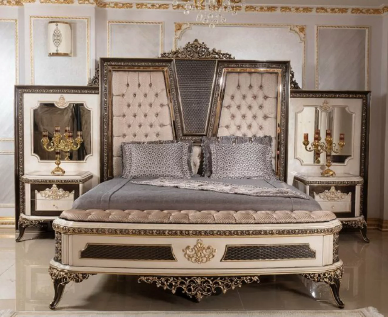 Casa Padrino Bett Casa Padrino Luxus Barock Doppelbett und 2 Nachtkommoden günstig online kaufen