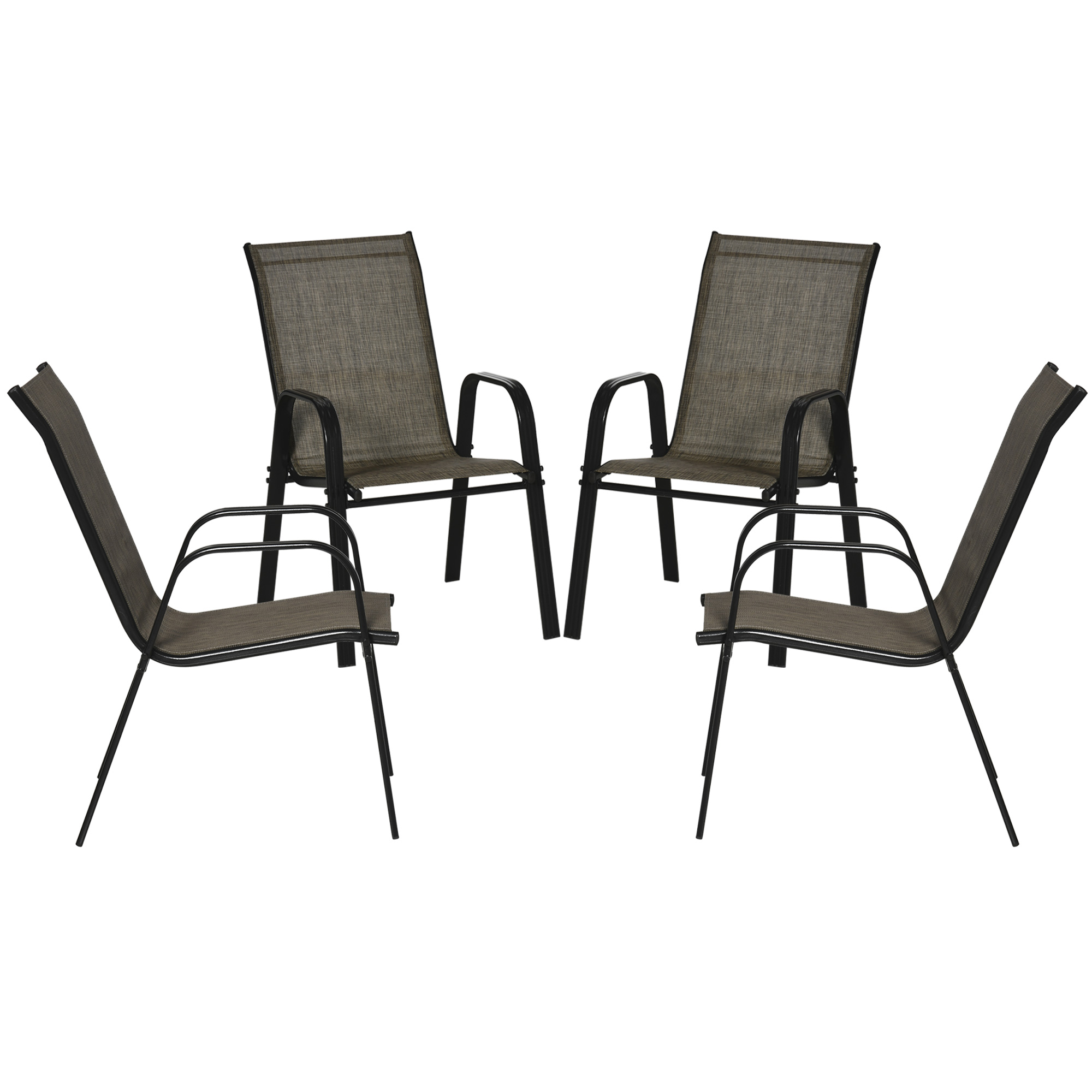 Outsunny Set 4 Gartenstühle Stapelbar platzsparend, Gartenstühle mit Armleh günstig online kaufen