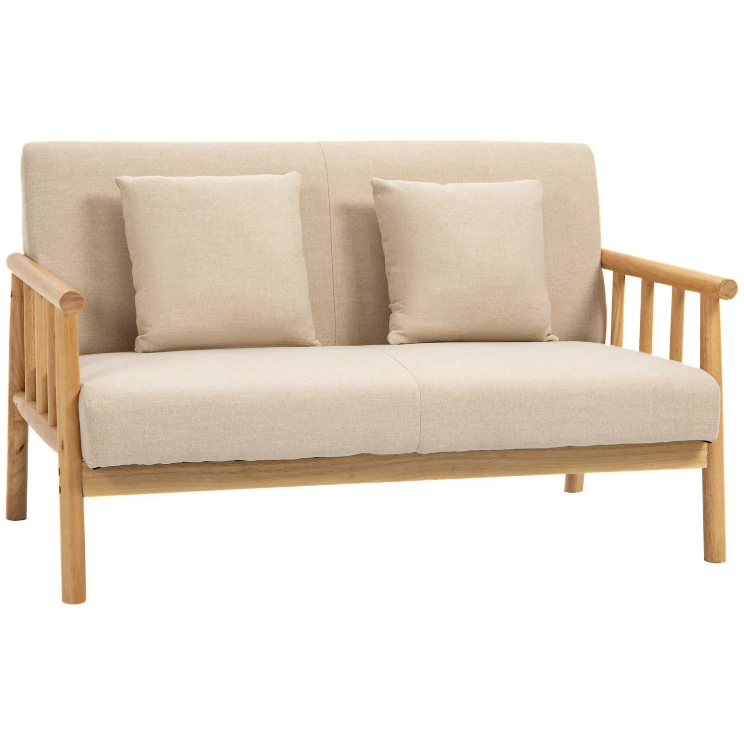 HOMCOM 2-Sitzer Couch mit 2 Lendenkissen, Gepolsterter Polstersofa, Sofa 1 günstig online kaufen