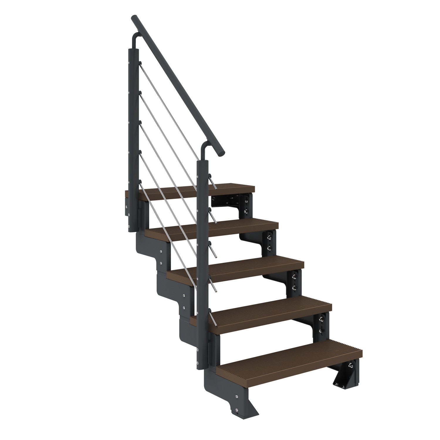 Dolle Außentreppe Gardentop Anthrazit 5 Stufen 80 cm Braun inkl. Geländer günstig online kaufen