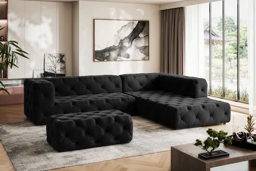 Places of Style Ecksofa »FOLLINA«, L-Form, mit klassischer Chesterfield-Kno günstig online kaufen