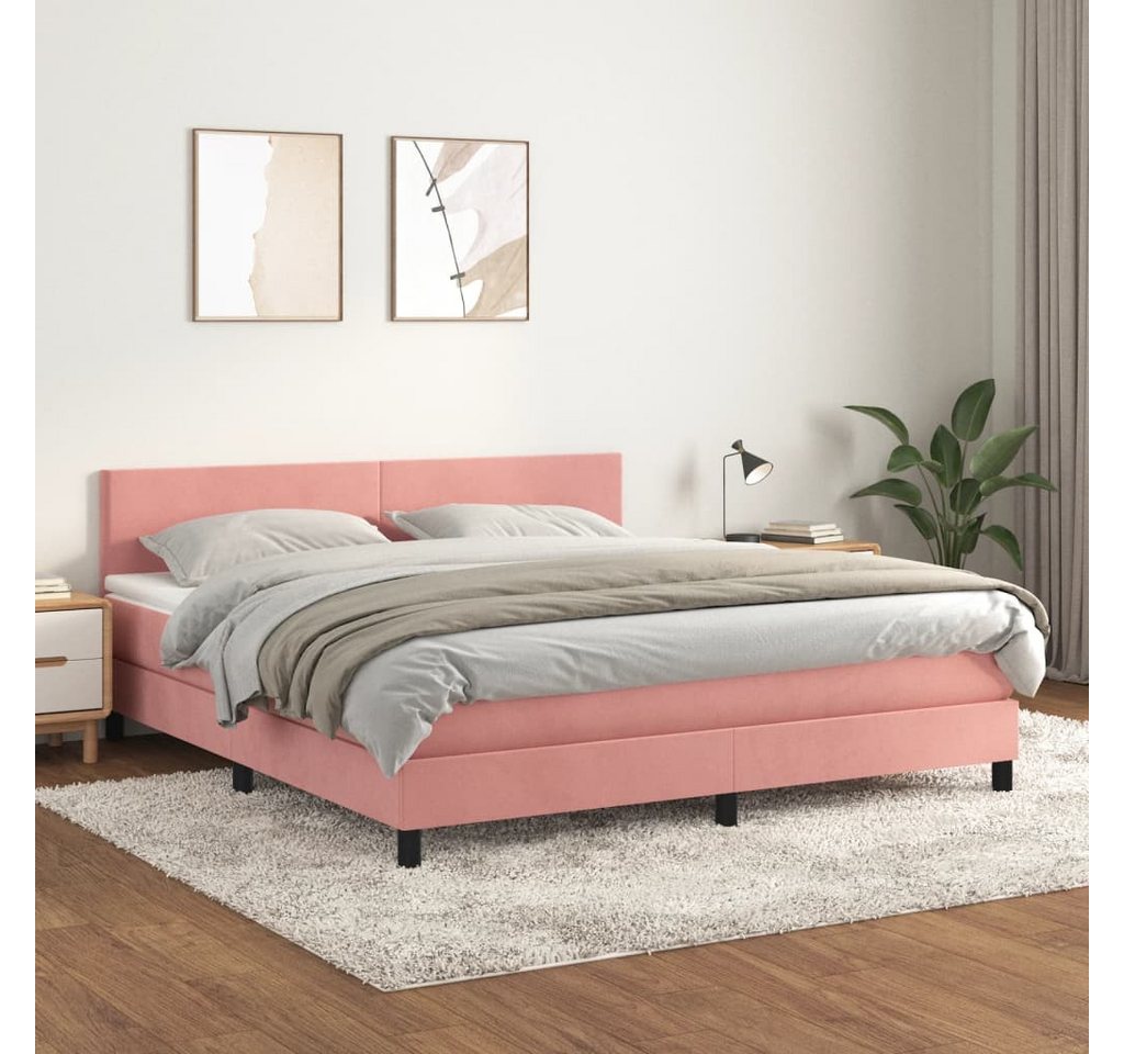 vidaXL Boxspringbett Boxspringbett mit Matratze Rosa 180x200 cm Samt Bett B günstig online kaufen