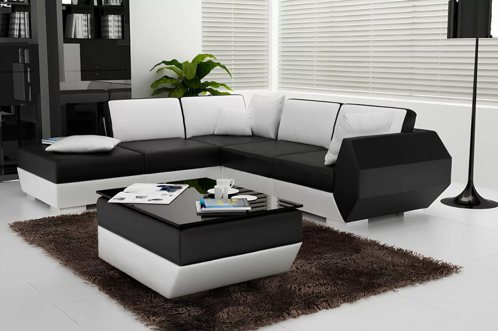 Xlmoebel Sofa Neues Ecksofa Ledersofa Couch in modernem Design - Eckgarnitu günstig online kaufen