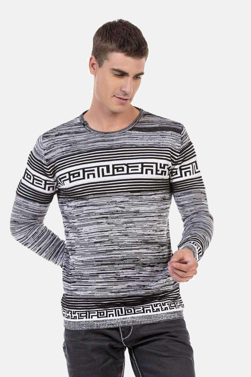 Cipo & Baxx Rundhalspullover "Pullover", in Melange Strick, CP244 günstig online kaufen