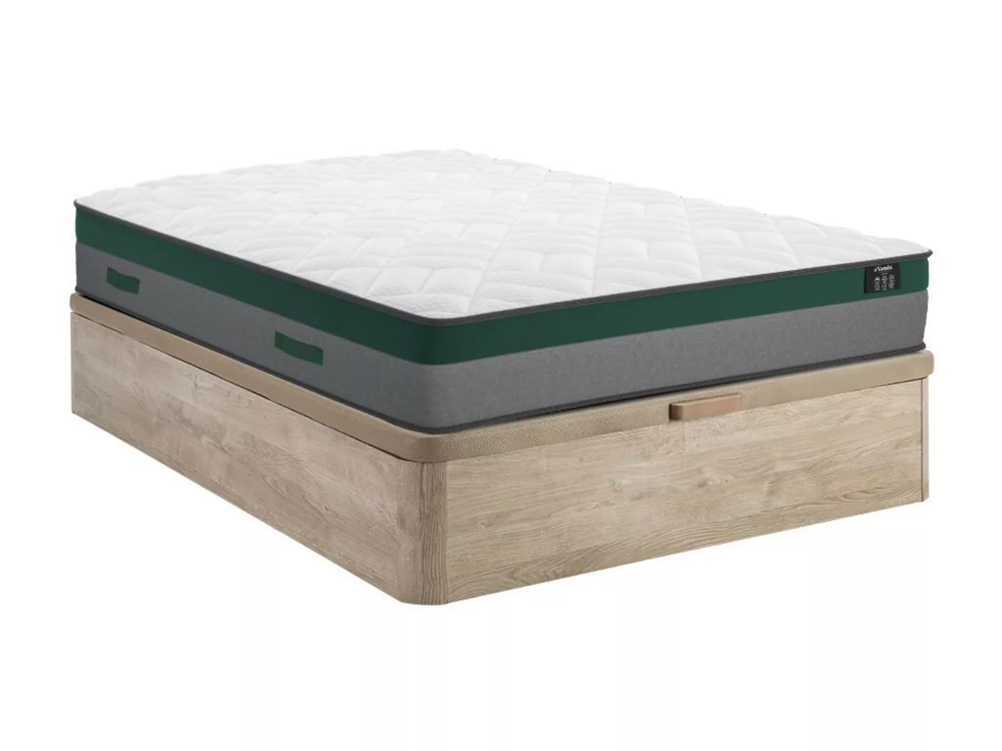 Komplett-Set - 160 x 200 cm - Bettkasten Holzfarben hell + Taschenfederkern günstig online kaufen