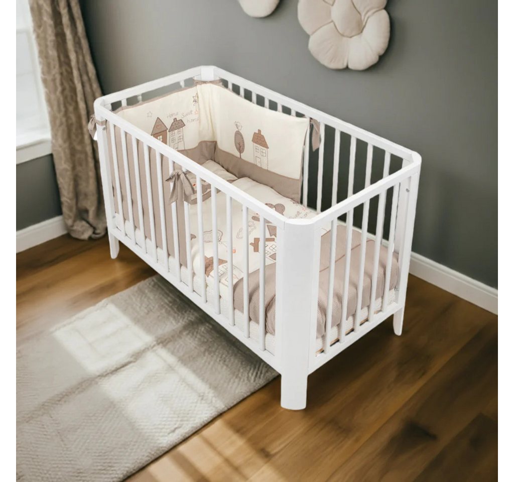 Babyhafen Kinderbett ADAM Massivholz 60x120 Umbaubar, Bio Home-Sweet Beige, günstig online kaufen