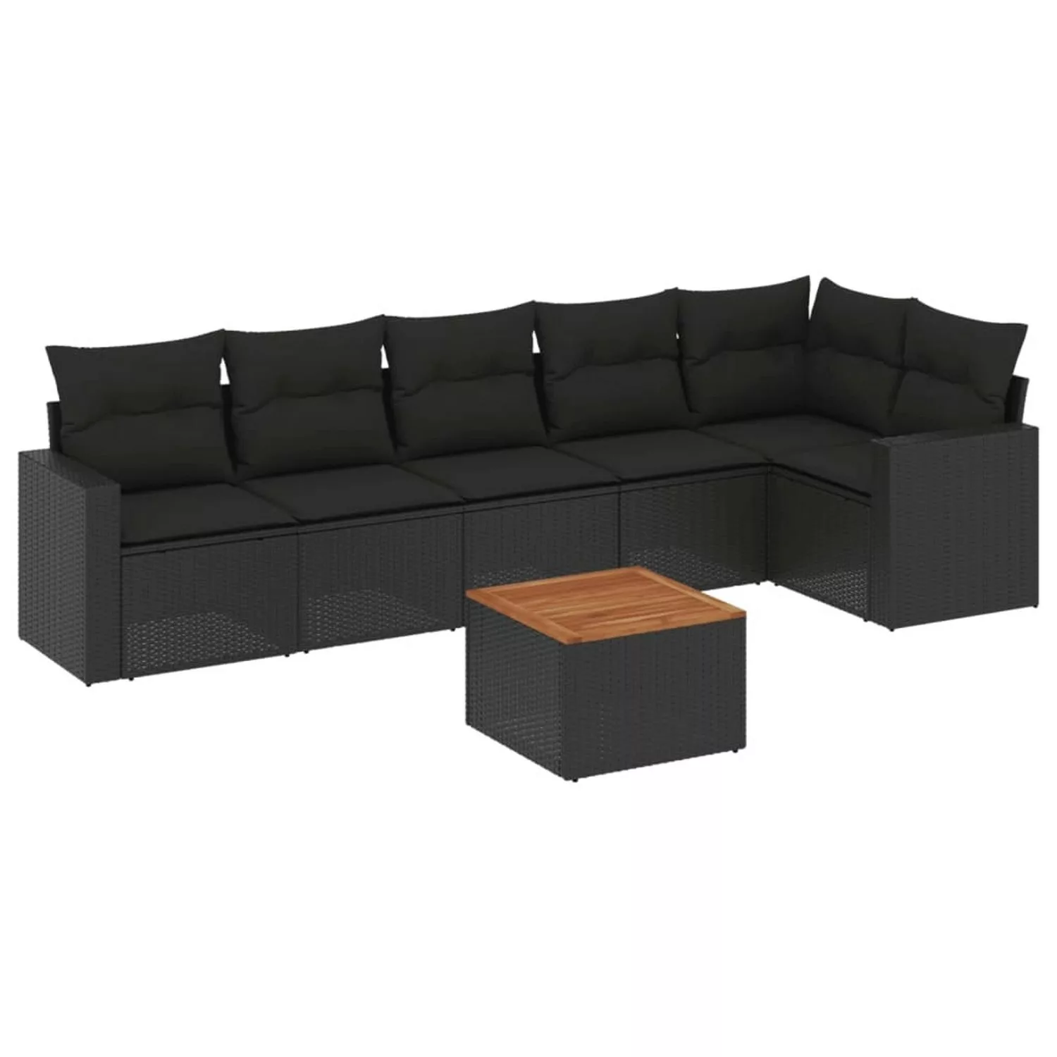 vidaXL 7-tlg Garten-Sofagarnitur mit Kissen Schwarz Poly Rattan Modell 90 günstig online kaufen