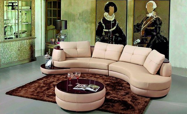 JVmoebel Sofa Designersofa Ecksofa Wohnlandschaft Rundsofa Ledersofa Couch günstig online kaufen