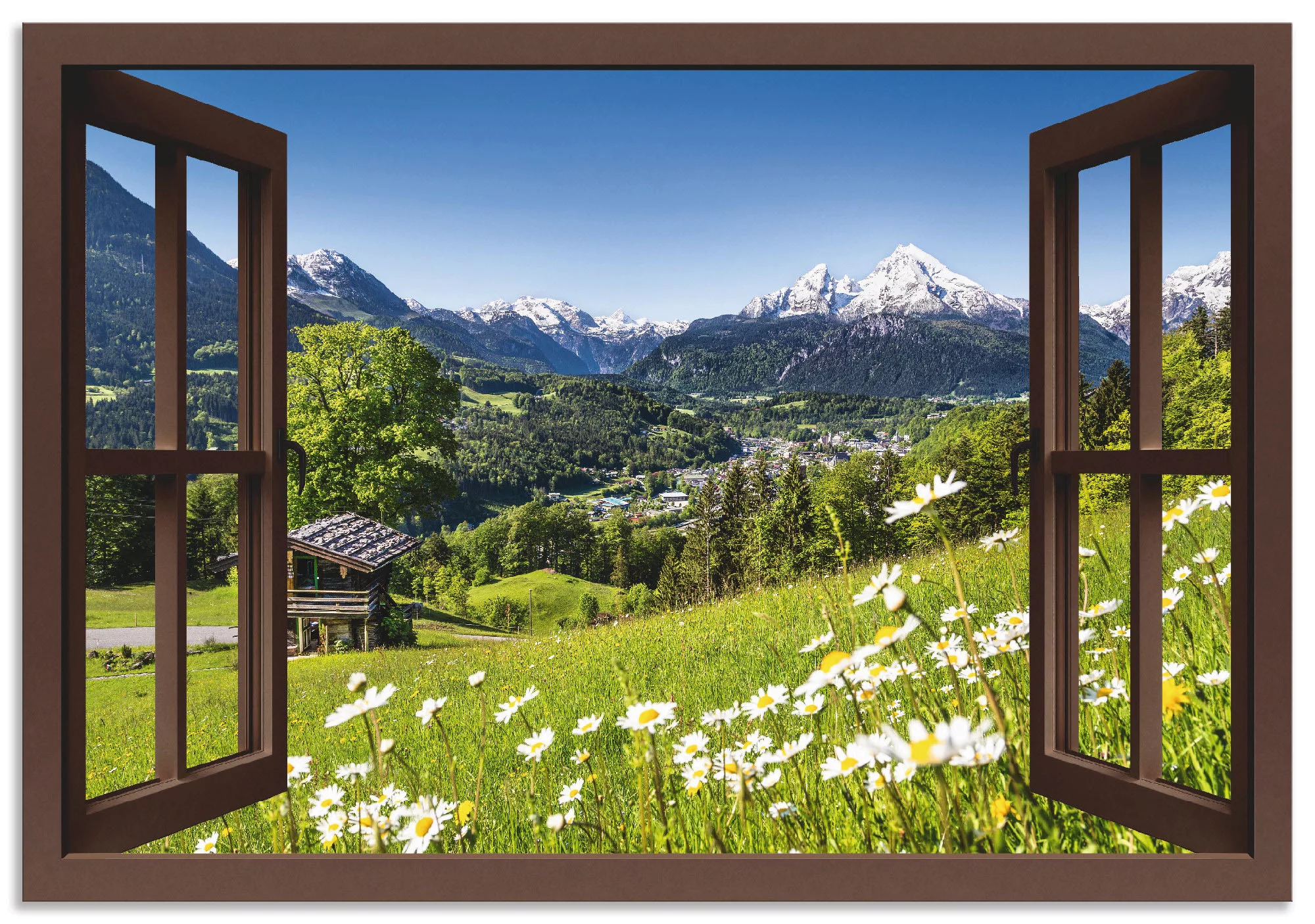 Artland Wandbild »Fensterblick Bayerischen Alpen«, Berge, (1 St.), als Alub günstig online kaufen