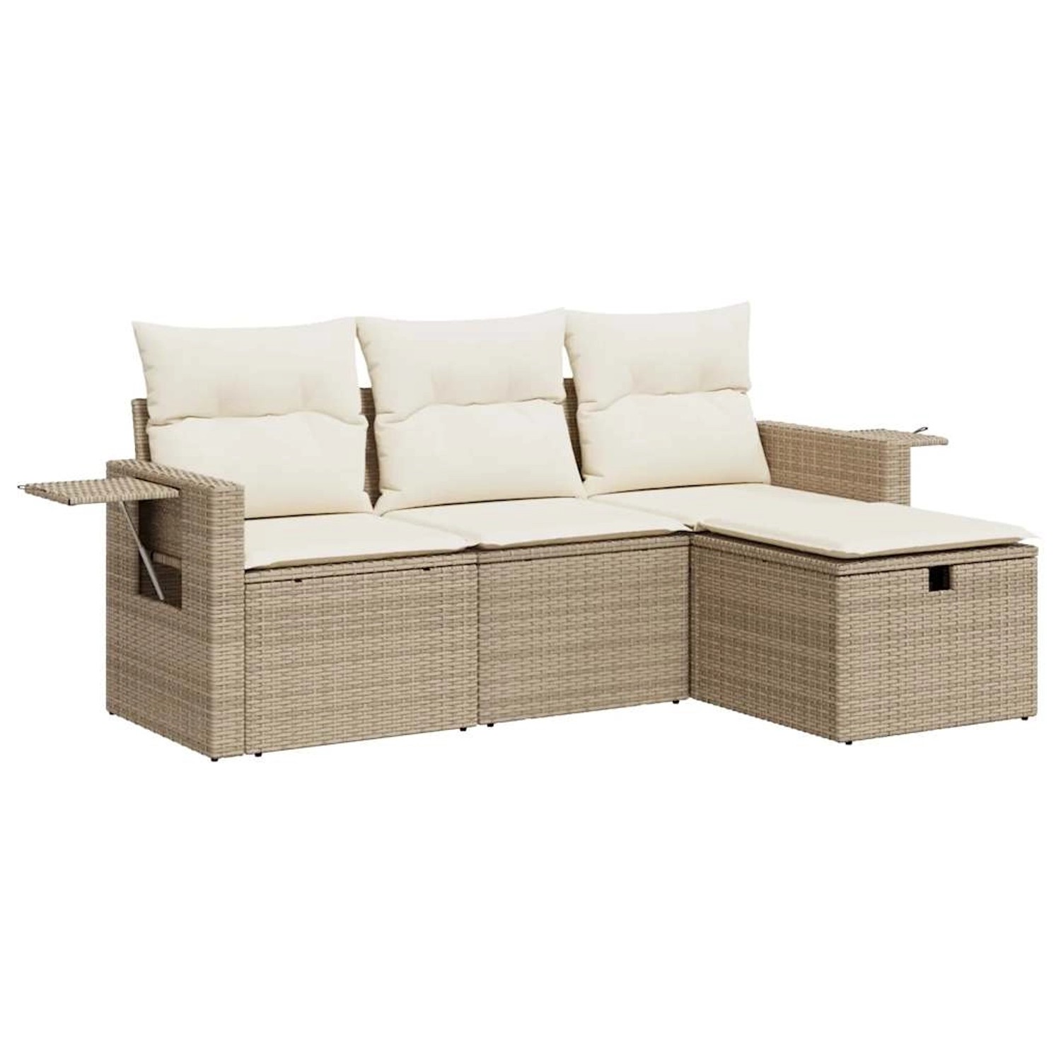 vidaXL 4-Tlg Garten-Sofagarnitur mit Kissen Beige Poly Rattan 3325454 günstig online kaufen