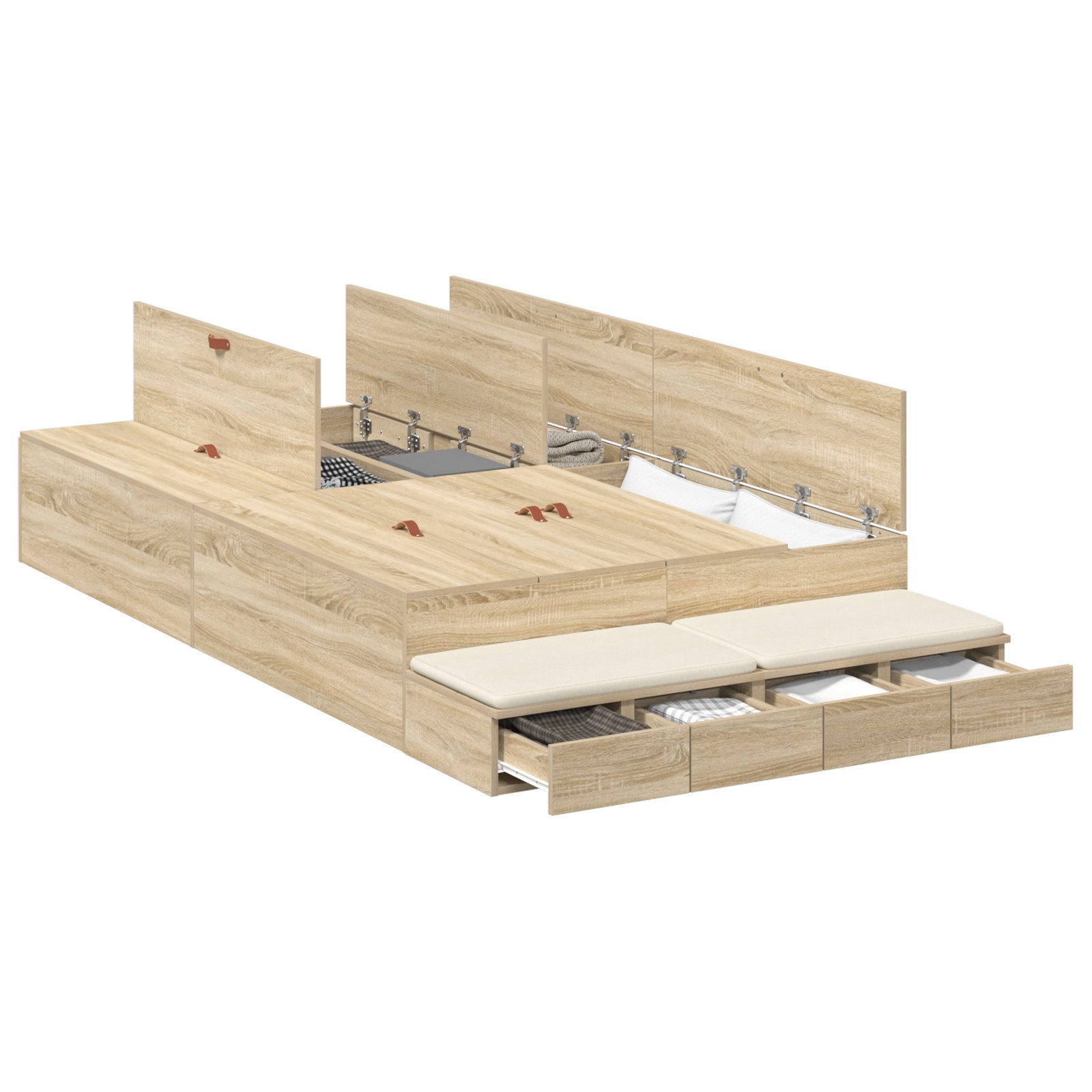 vidaXL Bett Stauraum Bettgestell Sonoma Eiche günstig online kaufen