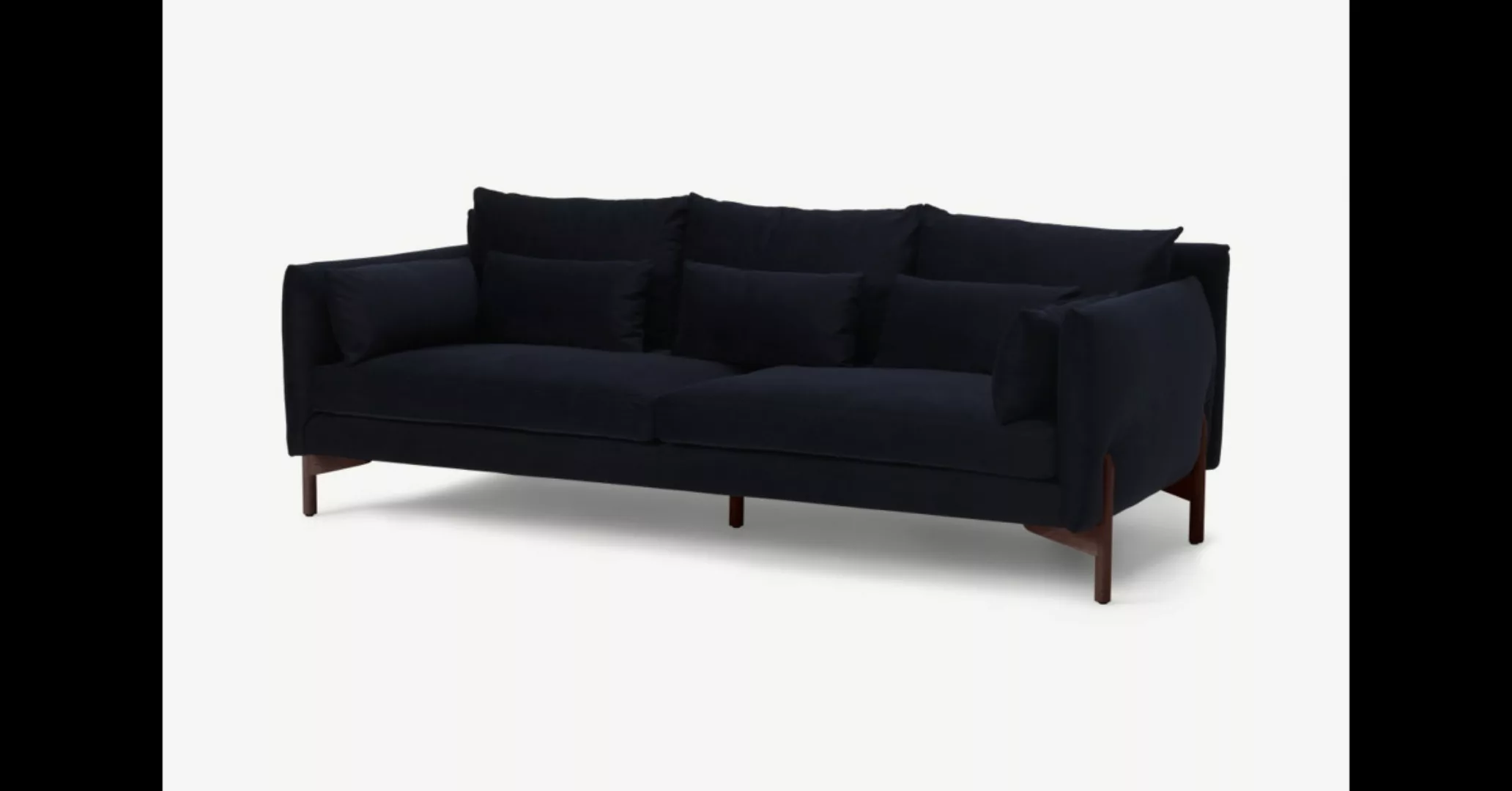Amber 3-Sitzer Sofa, Samt in Abendblau und Walnuss - MADE.com günstig online kaufen