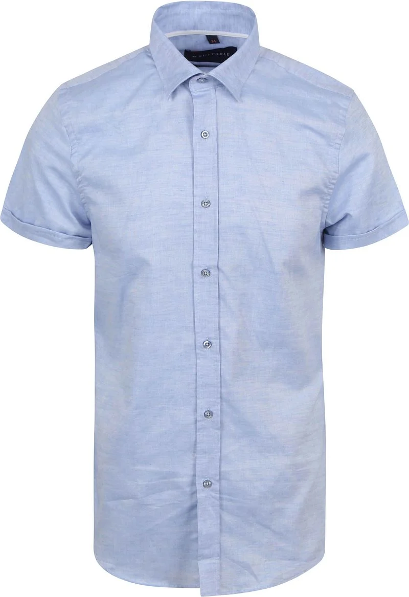 Suitable Short Sleeve Hemd Leinen Hellblau - Größe XL günstig online kaufen