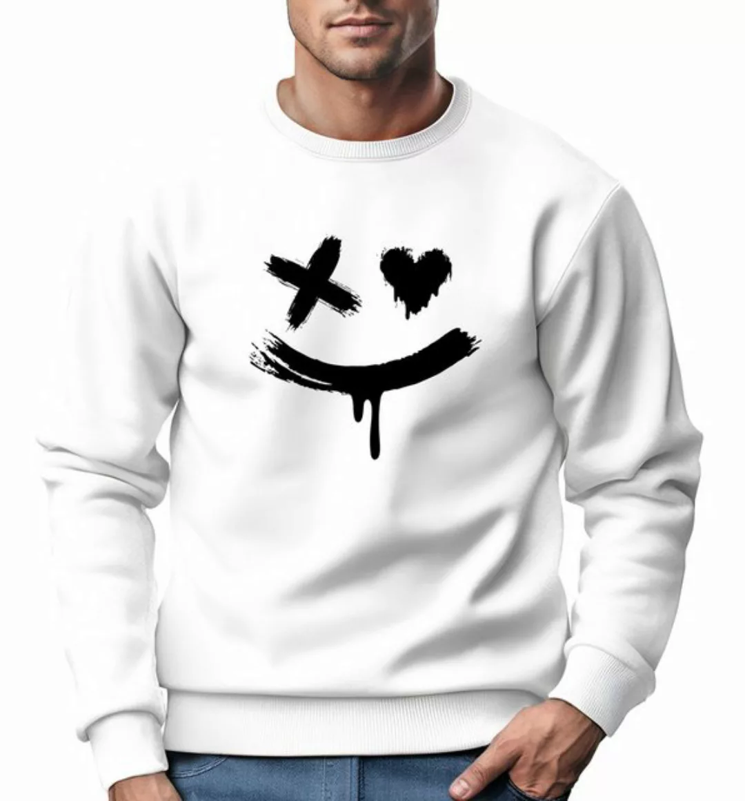 Neverless Sweatshirt Sweatshirt Herren mit Aufdruck Motiv Smile Print Rundh günstig online kaufen