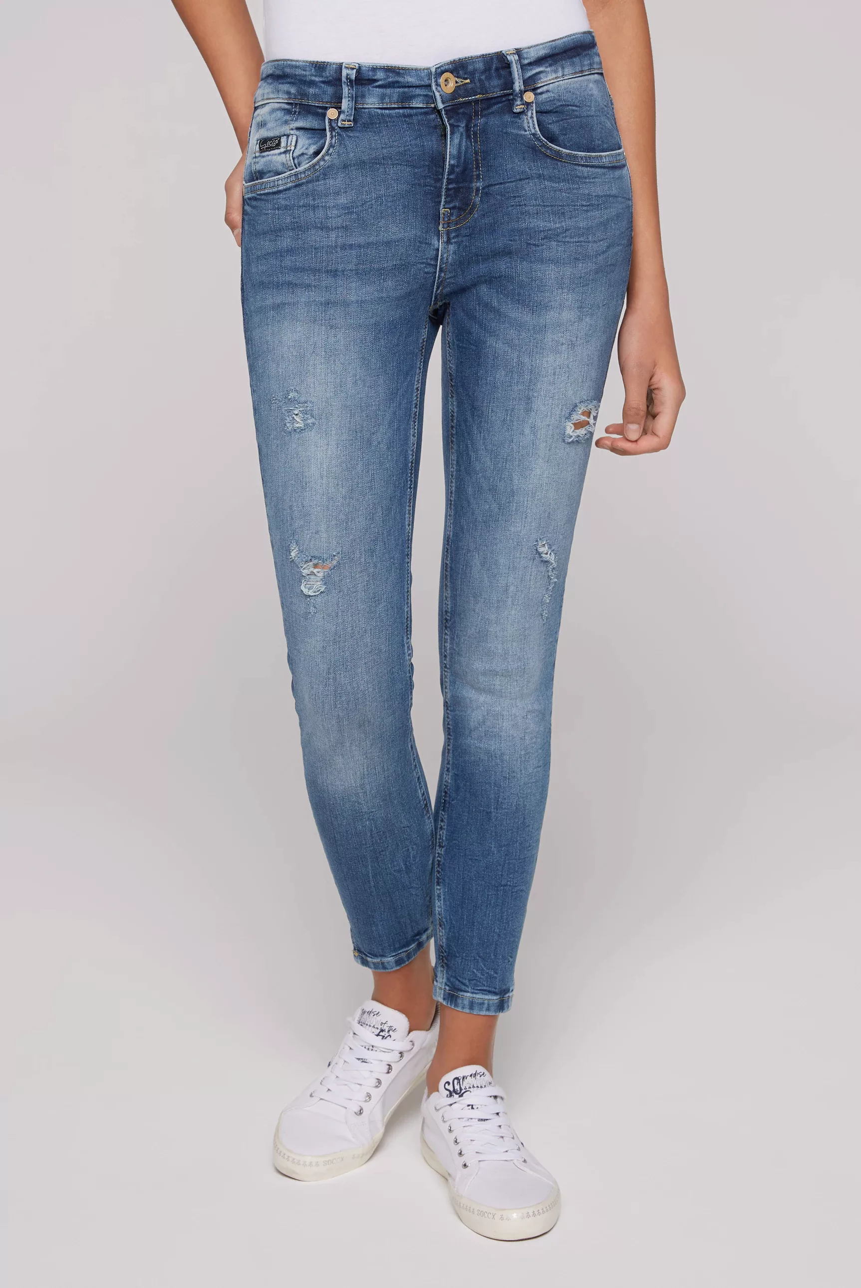 SOCCX Slim-fit-Jeans, mit verkürztem Bein günstig online kaufen