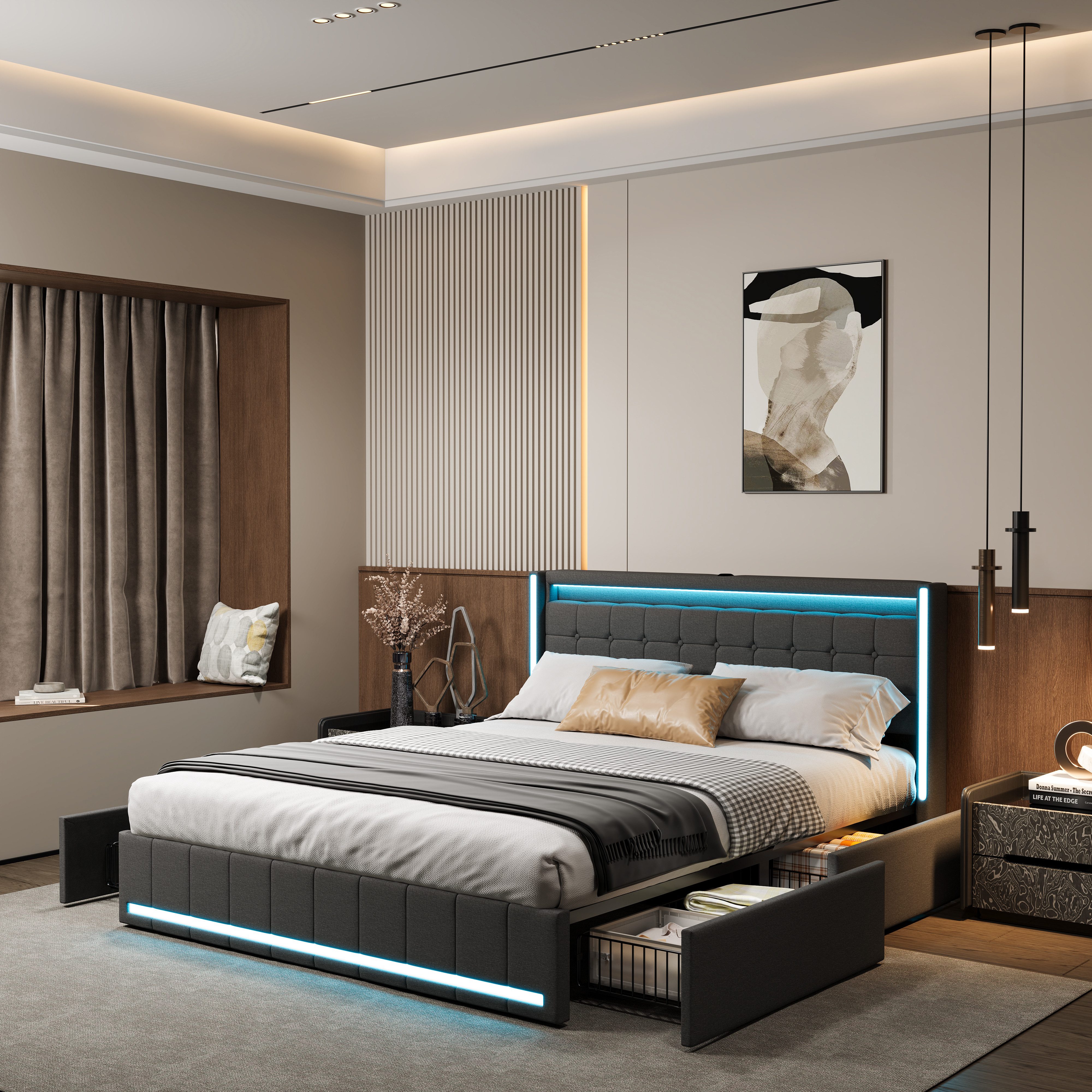 PXloue Polsterbett Design Bett Stauraumbett Doppelbett günstig online kaufen