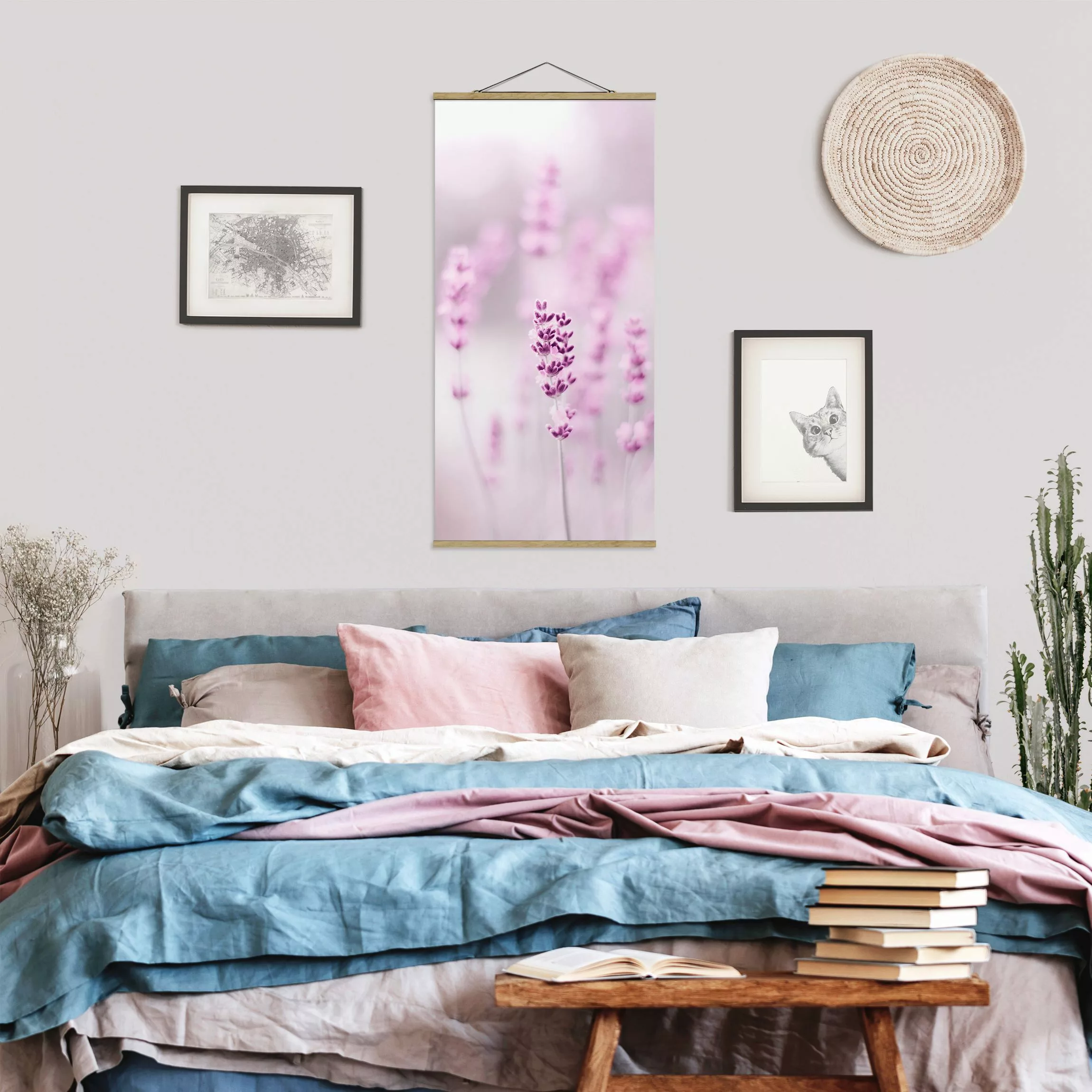 Stoffbild mit Posterleisten Zartvioletter Lavendel günstig online kaufen