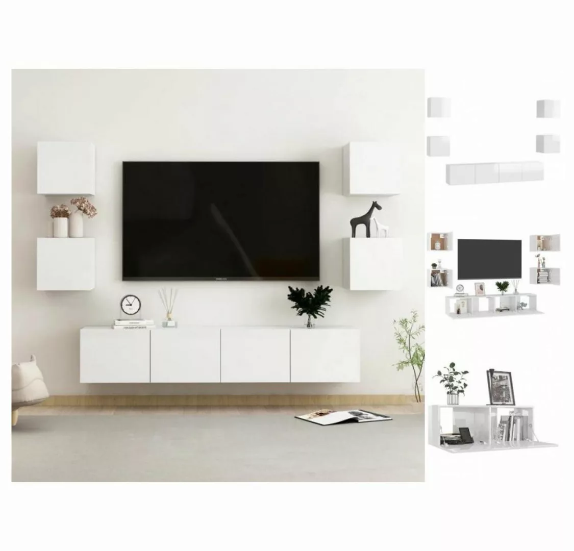 vidaXL TV-Schrank 6-tlg TV-Schrank-Set Hochglanz-Weiß Spanplatte TV-Konsole günstig online kaufen