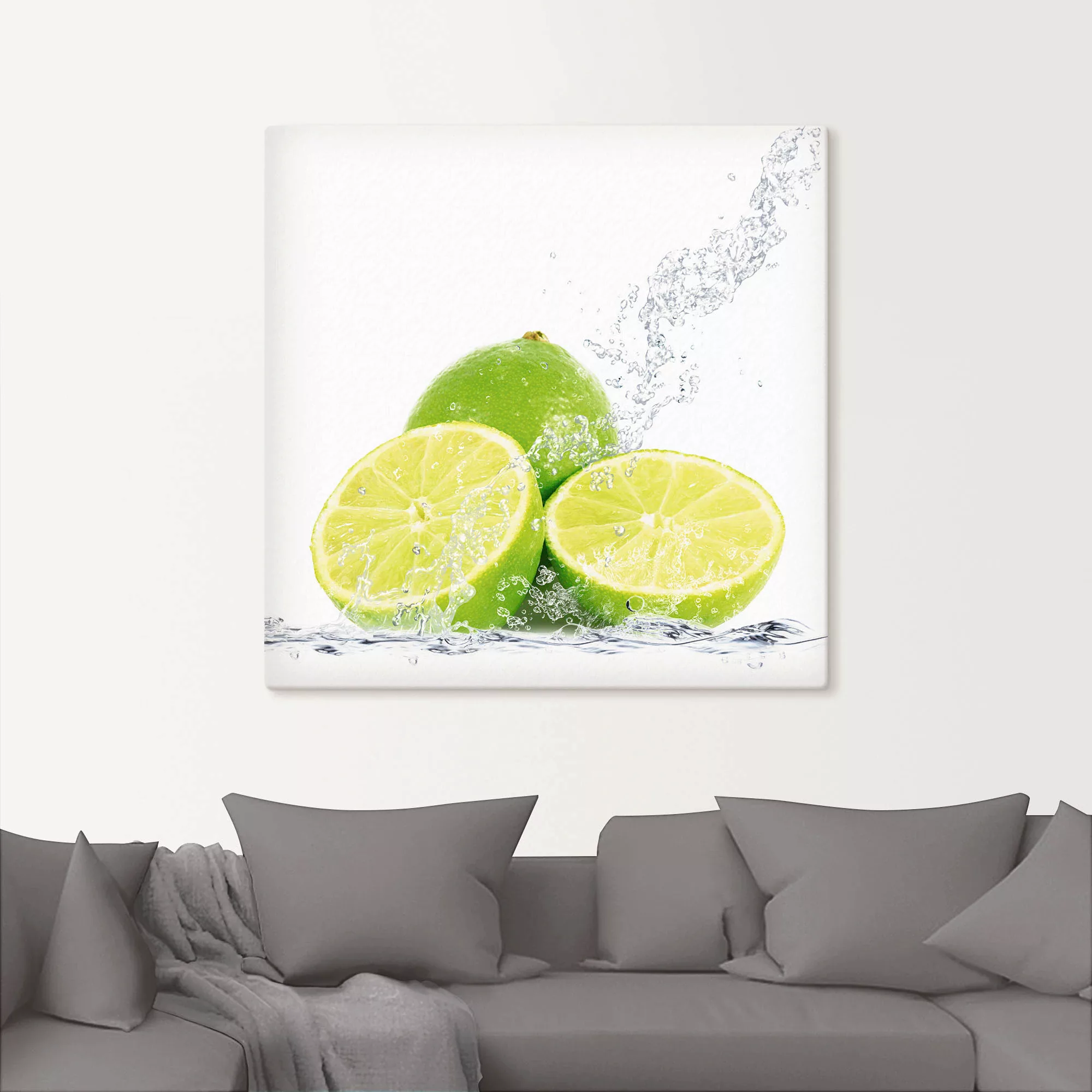 Artland Wandbild "Limette mit Spritzwasser", Lebensmittel, (1 St.), als Lei günstig online kaufen