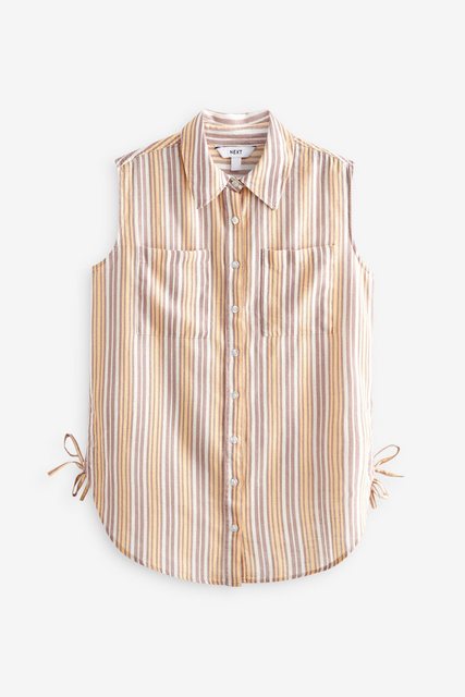 Next Shirttop Ärmellose Bluse mit Raffung aus Leinenmischgewebe (1-tlg) günstig online kaufen