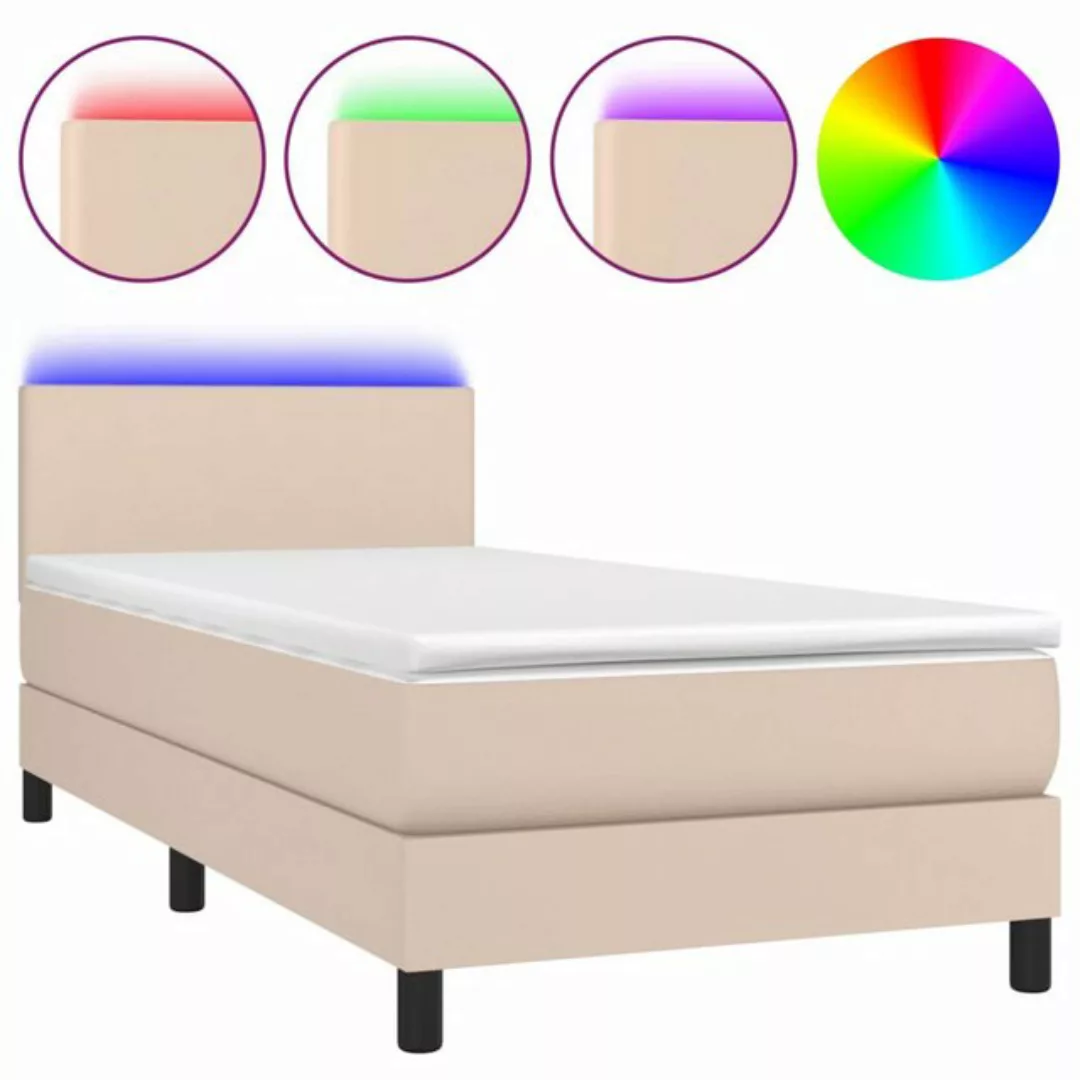 vidaXL Bettgestell Boxspringbett mit Matratze LED Cappuccino-Braun 90x190cm günstig online kaufen