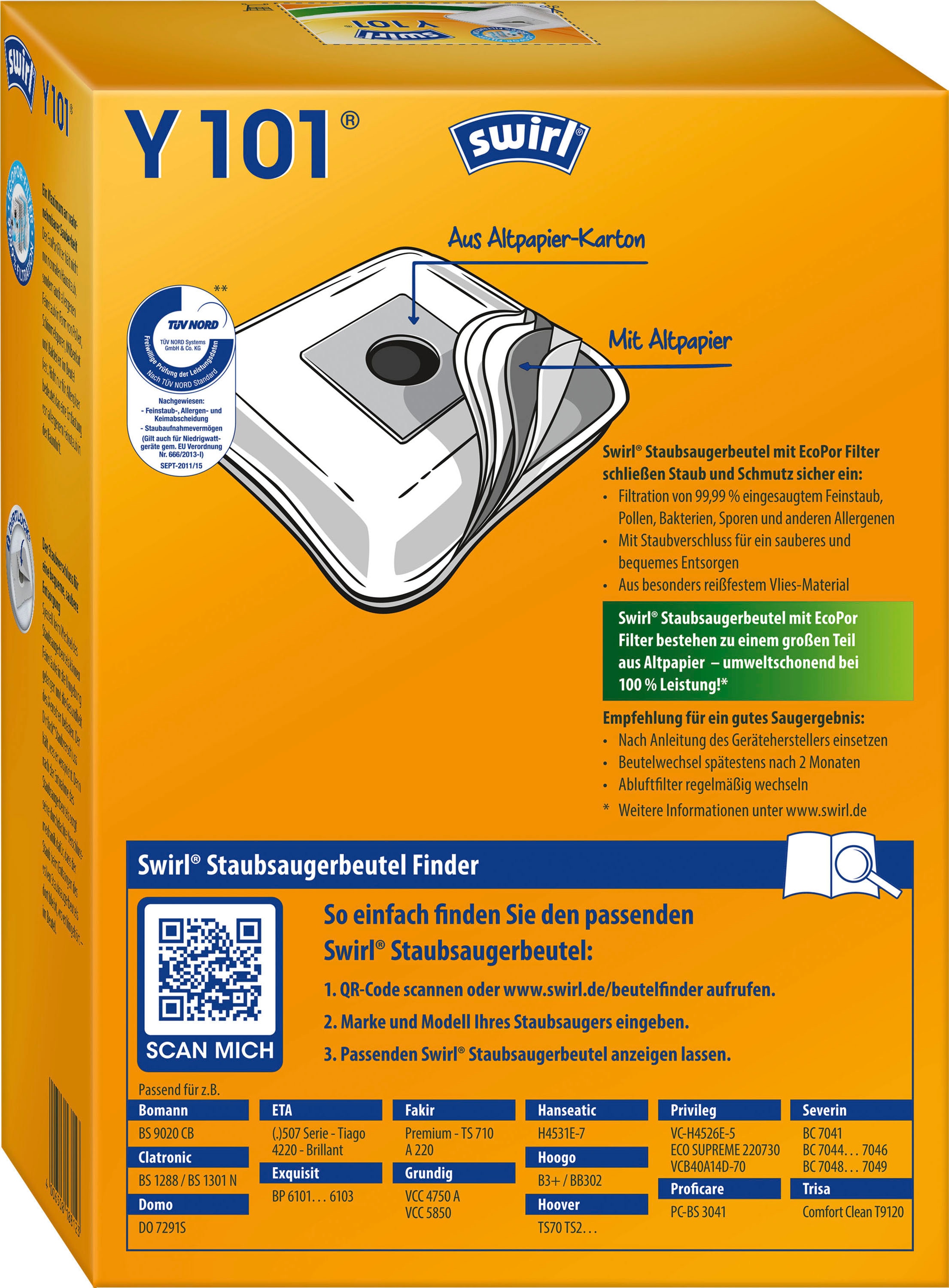 Swirl MicroPor Plus Staubsaugerbeutel Y101 günstig online kaufen
