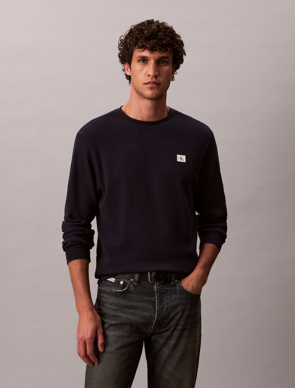 Calvin Klein Jeans Langarmshirt "LS WAFFLE BADGE CREWNK TEE", Mit Rundhalsa günstig online kaufen