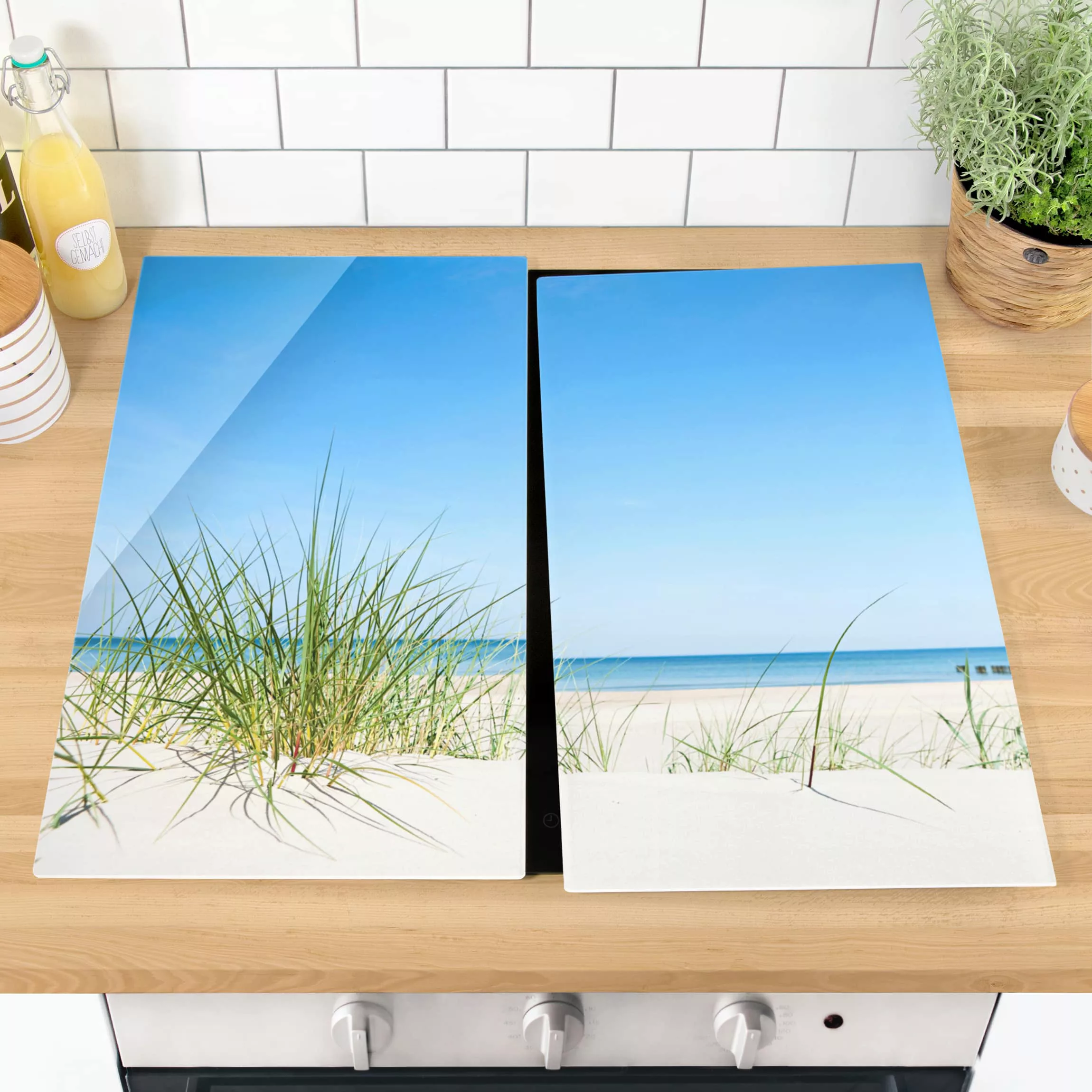 2-teilige Herdabdeckplatte Glas Natur & Landschaft Ostseeküste günstig online kaufen