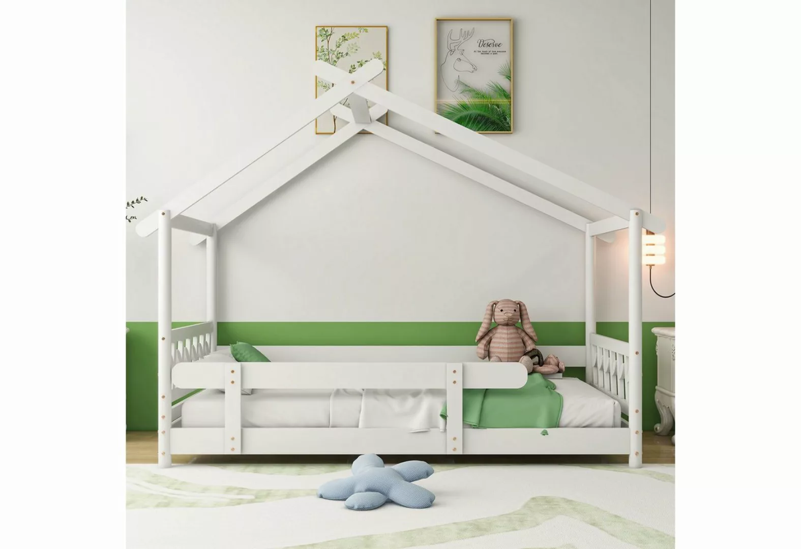 Housmile Kinderbett Kinderbett 90x190 cm mit Rausfallschutz und Lattenrost, günstig online kaufen