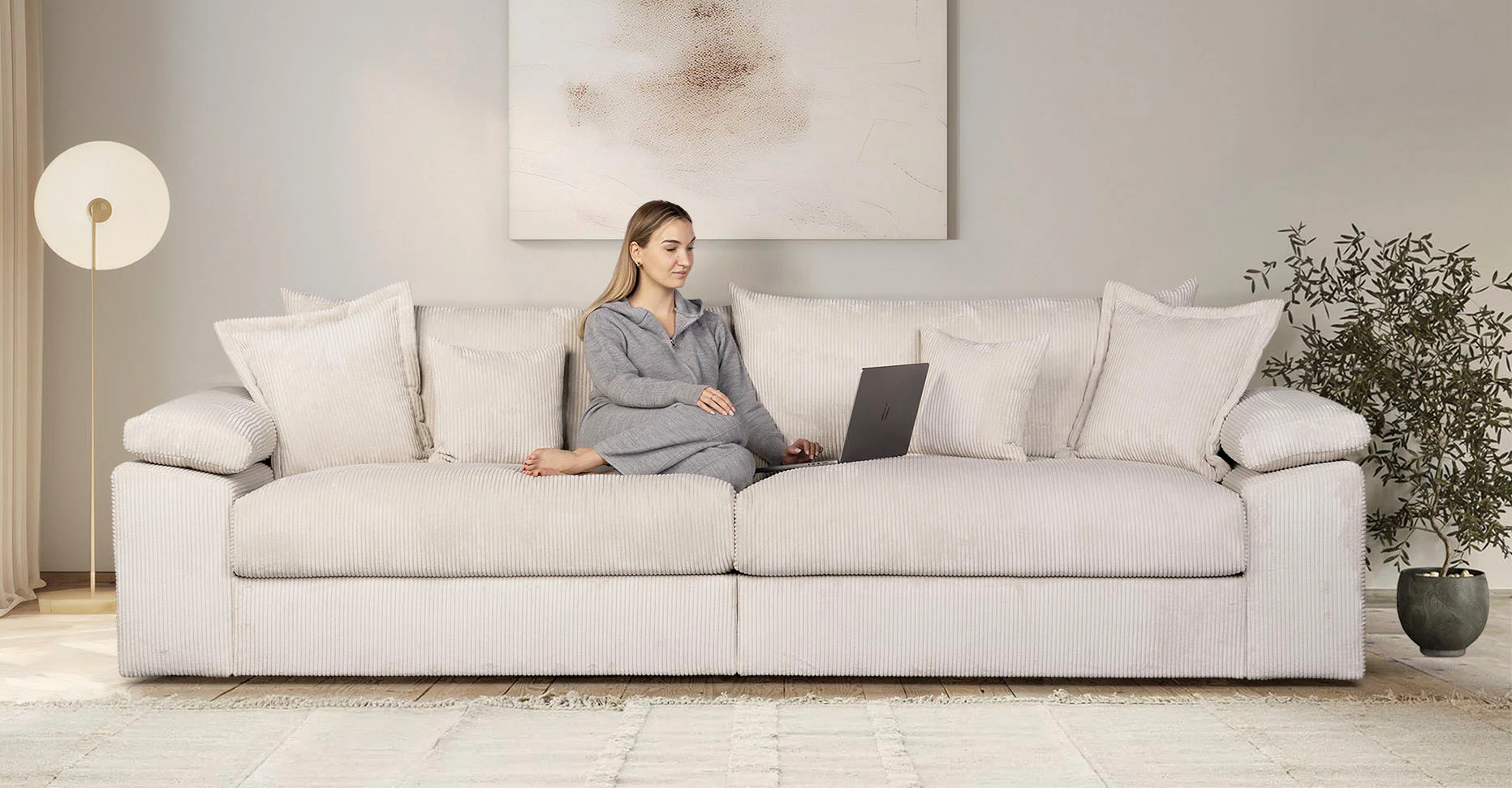 Home affaire Big-Sofa "Soft&Cosy XL - Breite 246 cm", Mega-Sofa, in Cord, F günstig online kaufen