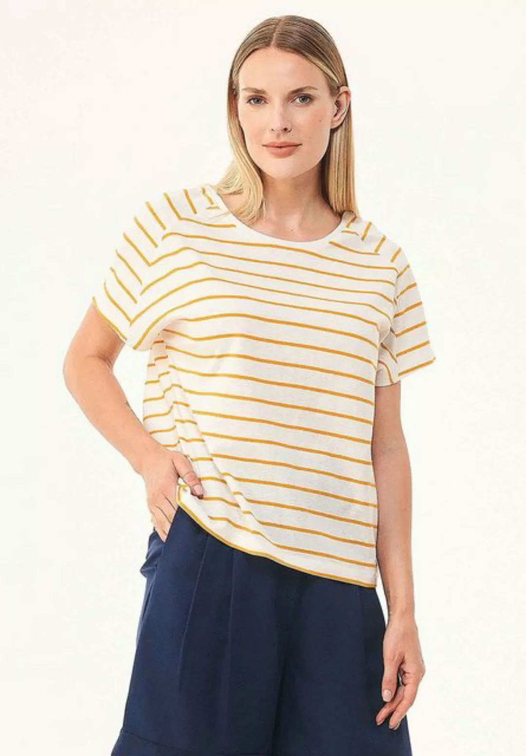 ORGANICATION T-Shirt Women's Striped Sleeveless T-shirt in Desert Rose/Navy günstig online kaufen