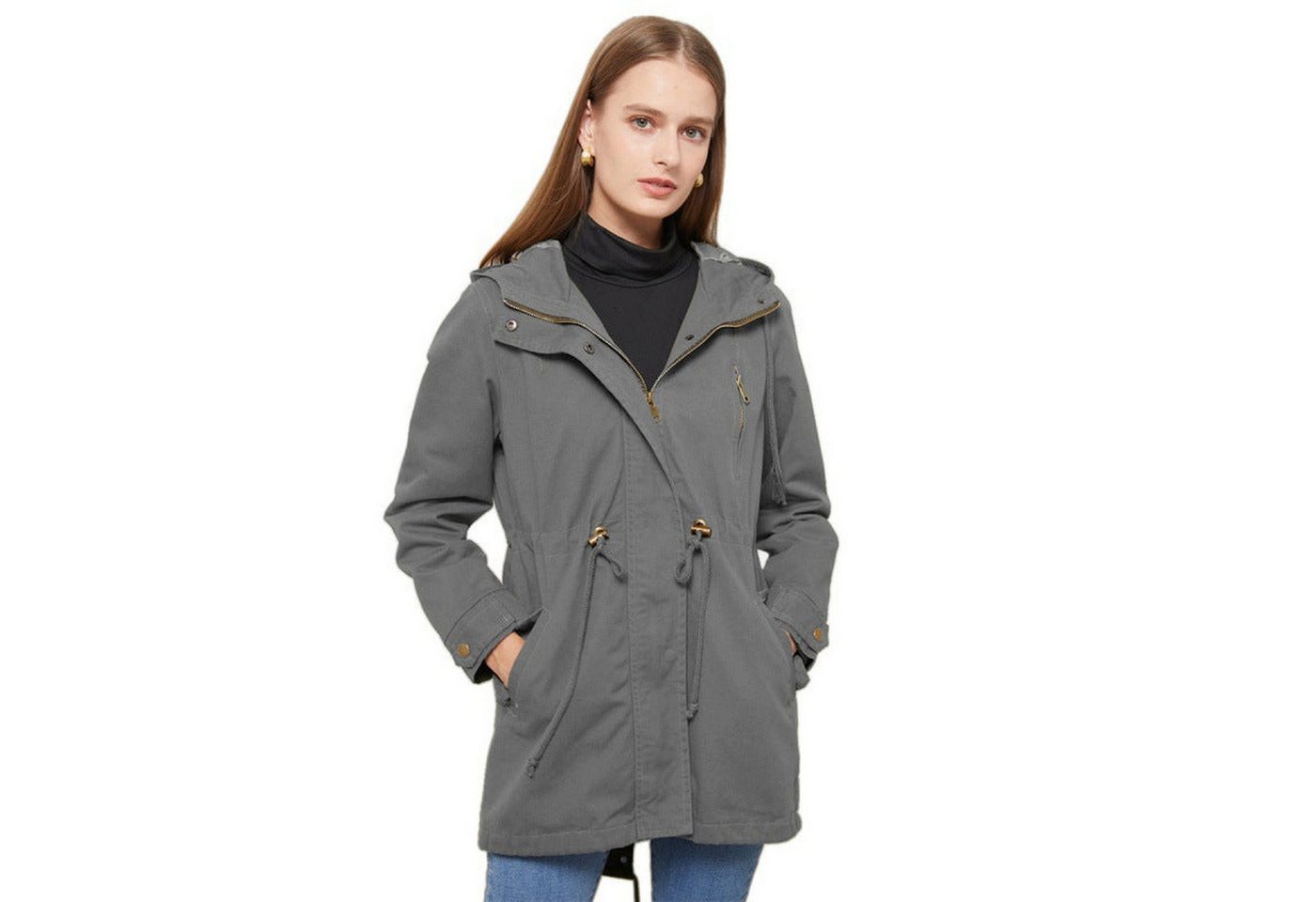 Nebelmeer Funktionsjacke Modische Allround-Kapuzen-Trenchcoat für Damen Frü günstig online kaufen