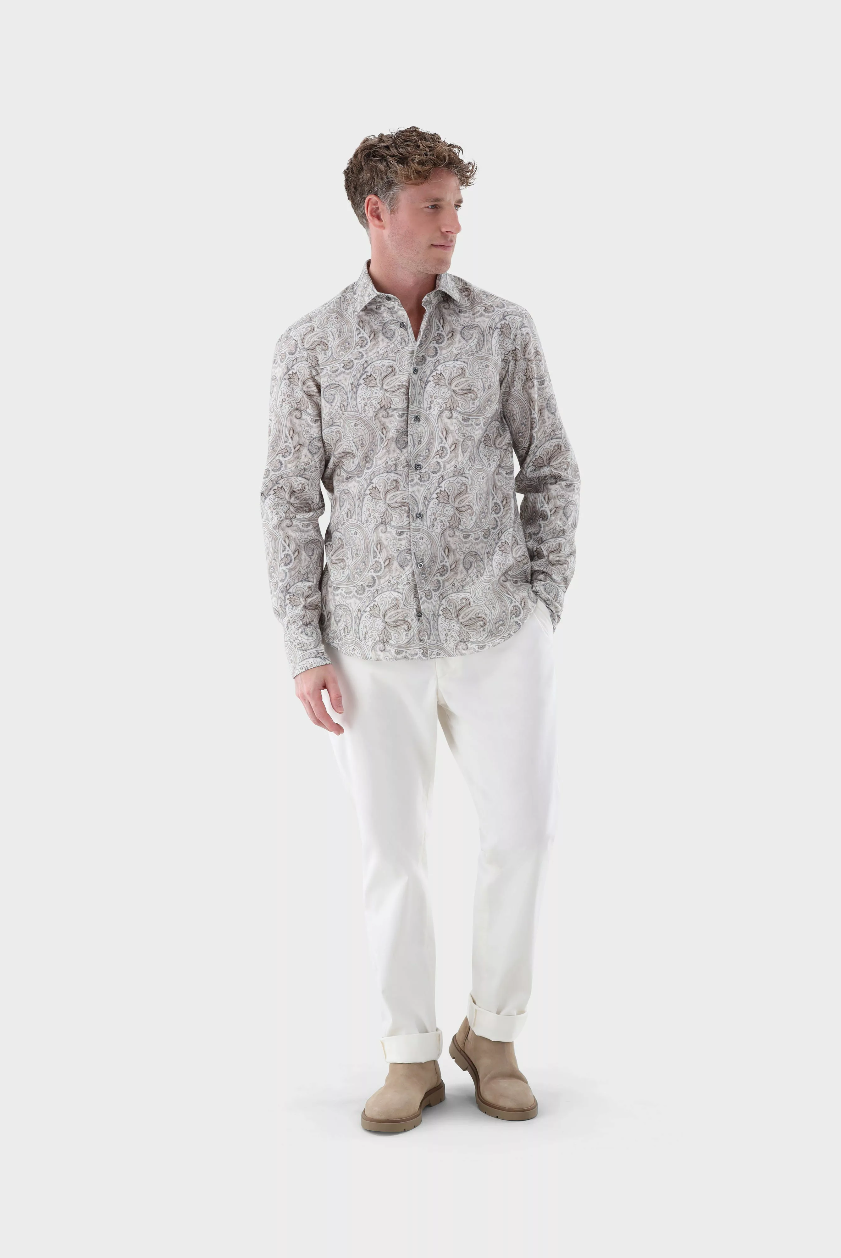 Cord Hemd mit Paisley Druck Tailor Fit günstig online kaufen