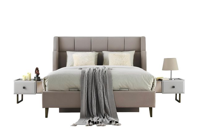 Xlmoebel Bett Set mit Designer-Doppelbett und grauen Schlafzimmermöbeln aus günstig online kaufen