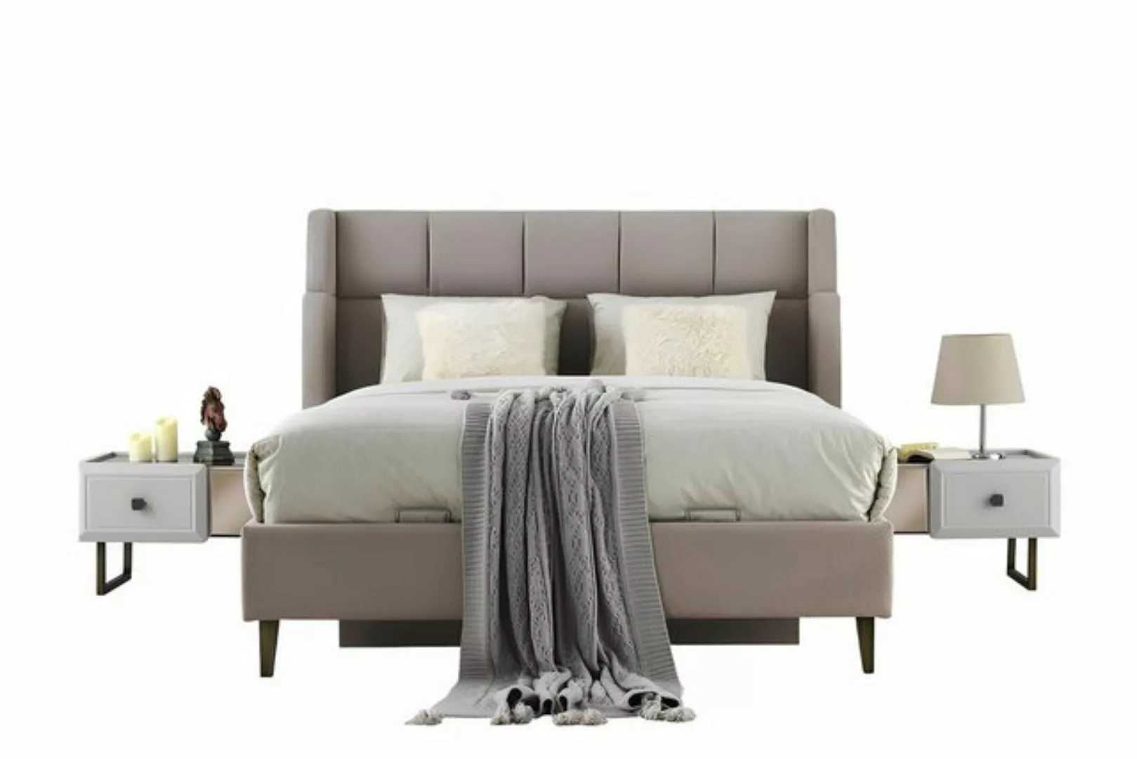 Xlmoebel Bett Set mit Designer-Doppelbett und grauen Schlafzimmermöbeln aus günstig online kaufen