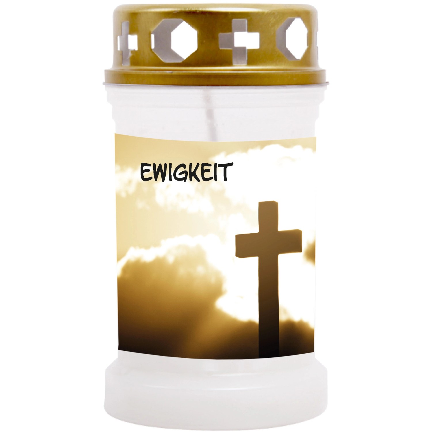 HS Candle Grabkerze Weiß 40h Inkl. Deckel Gold Ewigkeit günstig online kaufen