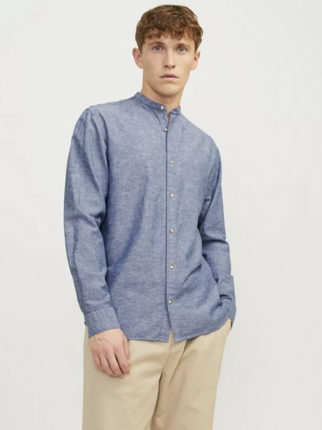 Jack & Jones Langarmhemd JJESUMMER BAND LINEN BLEND SHIRT LS SN günstig online kaufen