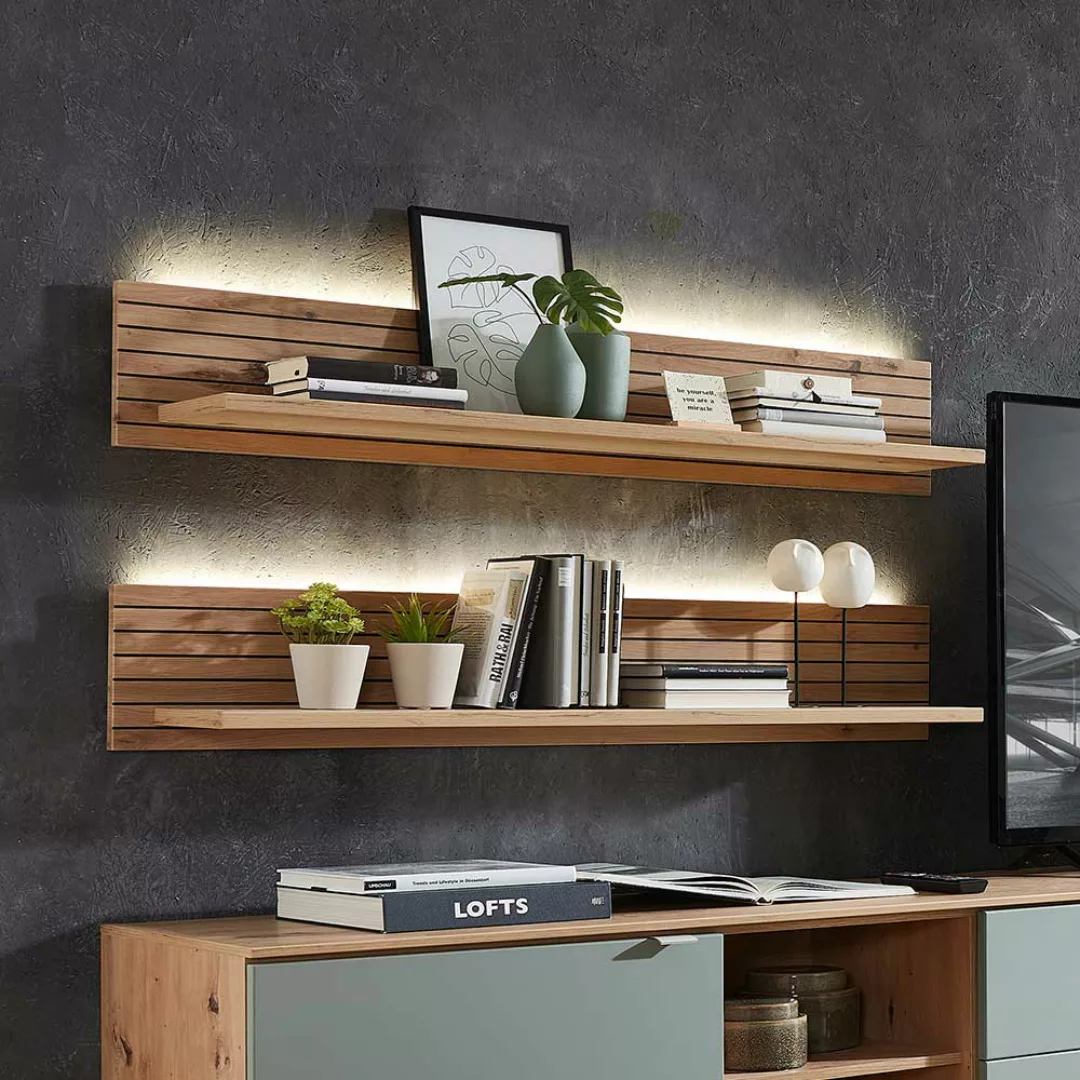 Wandboard Wohnzimmer modern 120 cm breit LED Beleuchtung günstig online kaufen