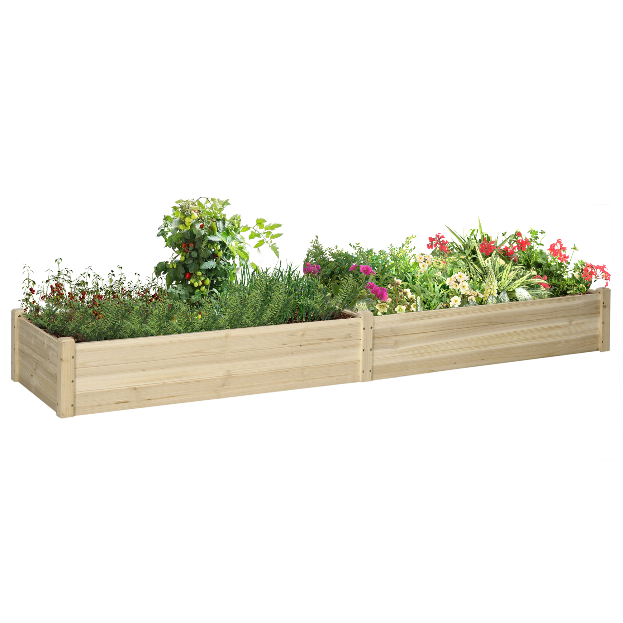 Outsunny Gartenbeet mit 2 Blumenkasten B/H/L: ca. 61,5x27x244 cm günstig online kaufen