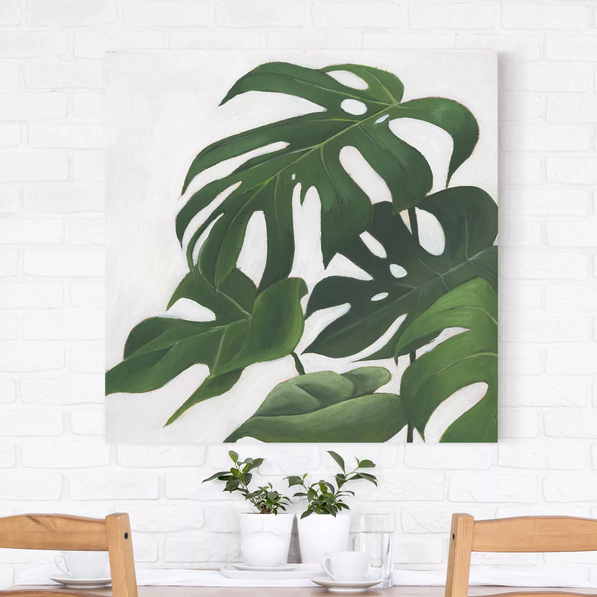 Leinwandbild Botanik - Quadrat Lieblingspflanzen - Monstera günstig online kaufen